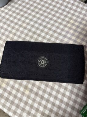 Kipling Black Nylon Trifold Wallet with Logo Patch